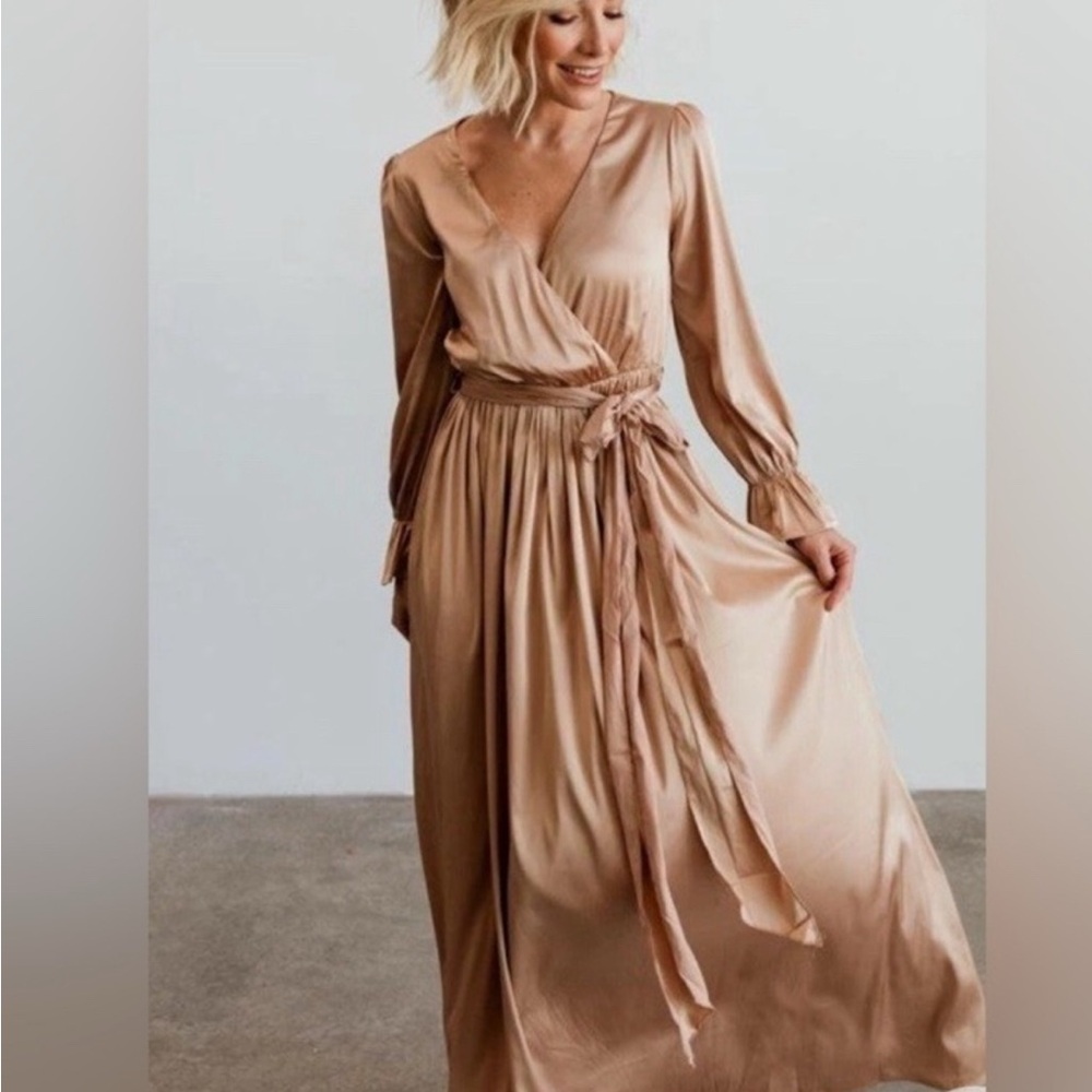 Baltic Born Long Sleeve Wrap Dress in Champagne